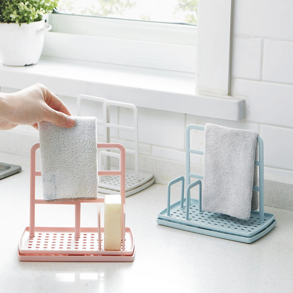 Dishcloth Holder Sponge Suction Rack Kitchen Drain St Plastic Drainer Lightweight Easy Clean Space Saving ganized