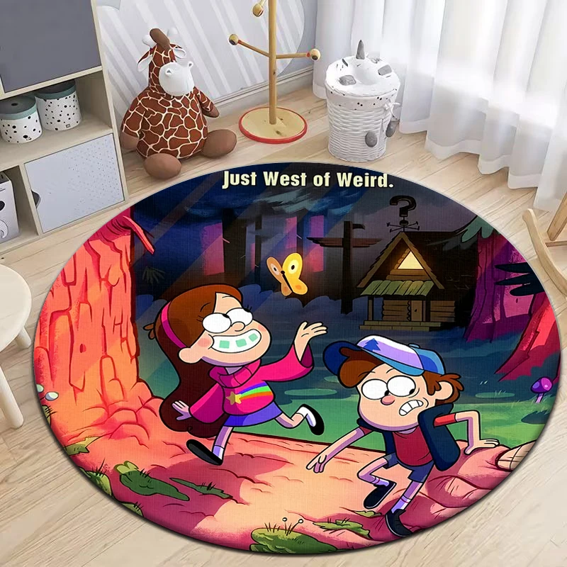 Gravity Falls HD Printed Round Carpet for Living Room Rugs Camping Picnic Mats Flannel Anti-Slip Rug Yoga Mat Gifts area rug