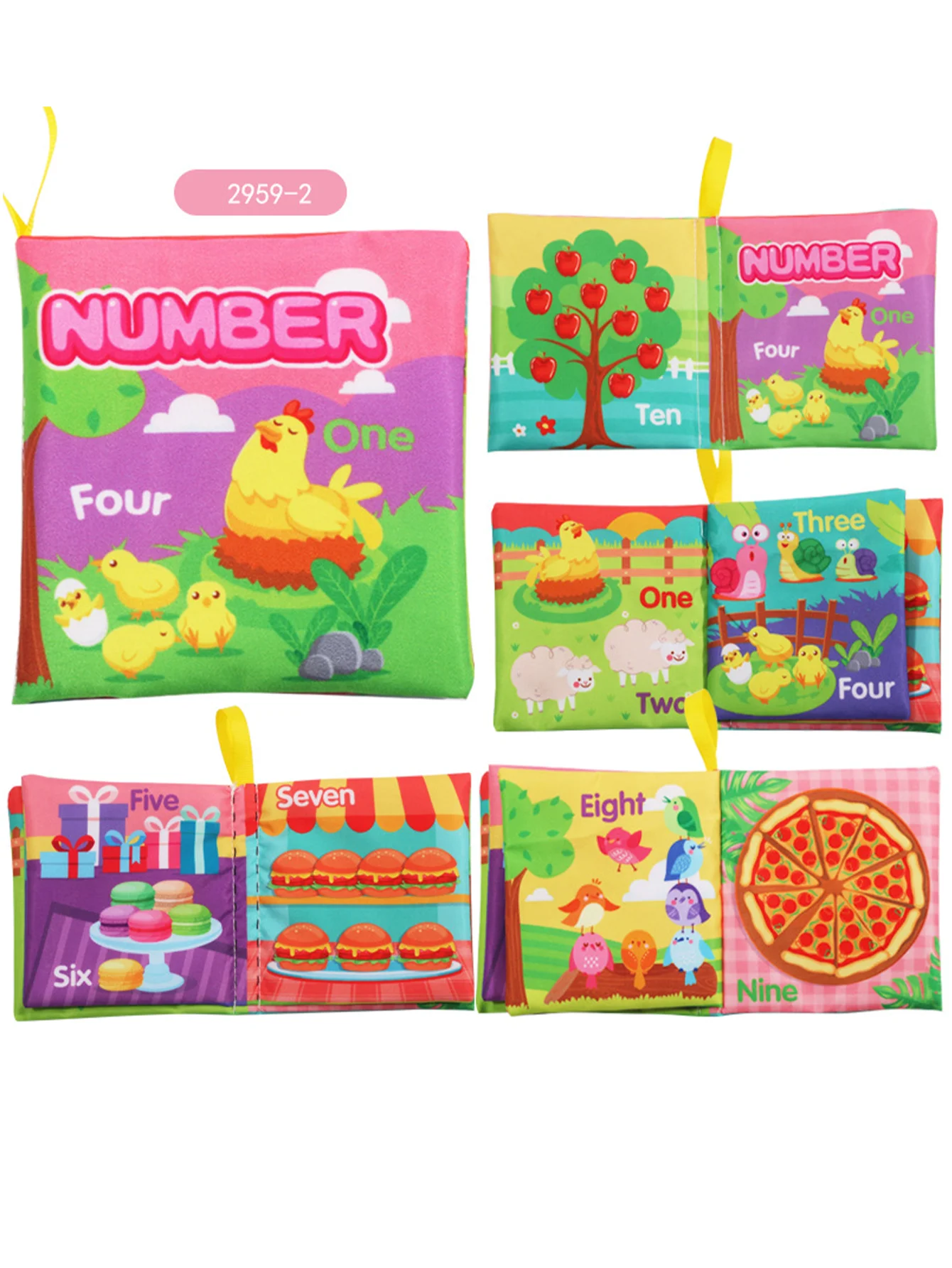 1 ensemble de livres de jouets en tissu doux pour bébé, livre d'apprentissage pour bébé en tissu coloré