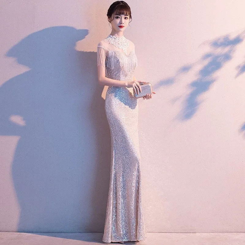 Evening Dresses 2026 Woman Elegant Sequin Cocktail Slimming Long Fishtail Design Effect Luxury Customized