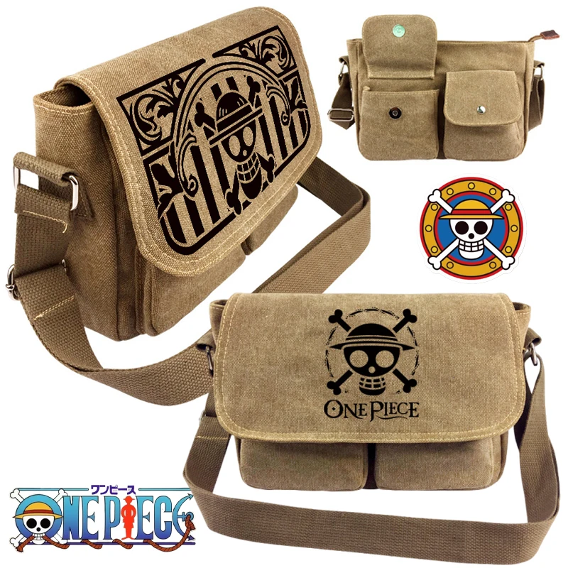 

One Piece Crossbody Bag Shoulder Canvas Bags Student Schoolbag Large Capacity Multi-pocket Storage Anime Tote Bag School Handbag