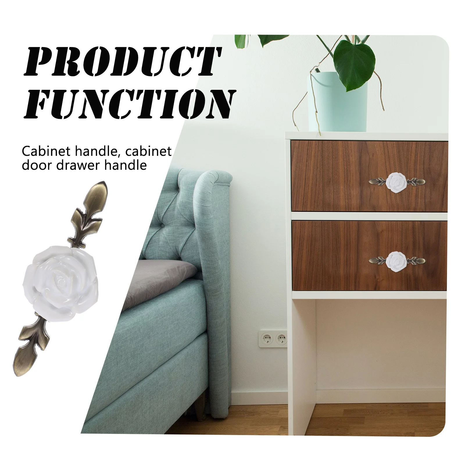 

2Pcs Vintage Rose Design Cabinet Handle Bar Durable Smooth for Home Wardrobe Furniture Easy Install Handle Bar