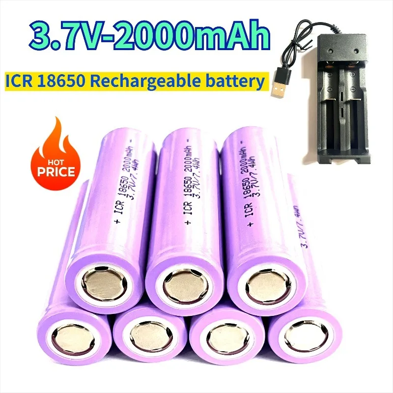 ICR 18650 Battery 100% Original 3.7V 2000mAh Rechargeable Battery for Electric Bike Scooter Battery Flashlight Battery