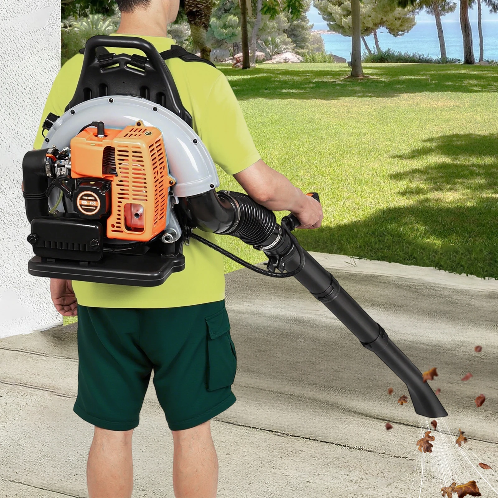 

Бензиновая воздуходувка для листьев коммерческая, 2.7 кВт, 850 CFM, 63 куб. см, 2-тактная, мощная, легкая, с ременной приводкой, воздушным охлаждением, топливный бак 1.8 л