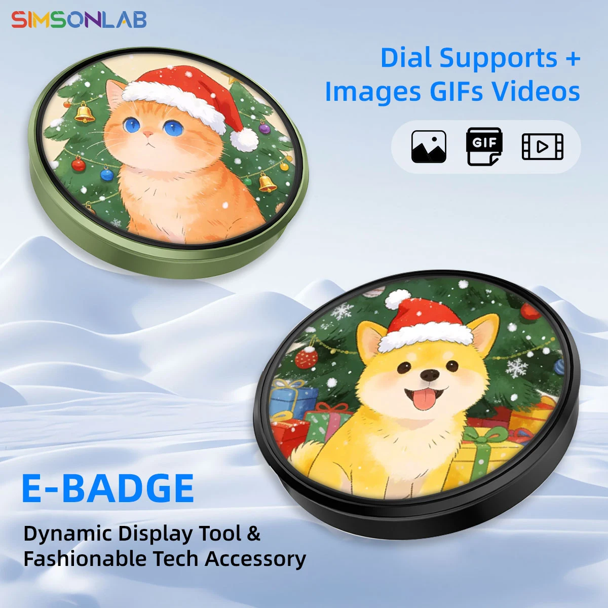 New Dynamic Electronic Badge Video&Image Display Support Light Anime Merchandise Digital Display Badge For Boys&Girls Gifts