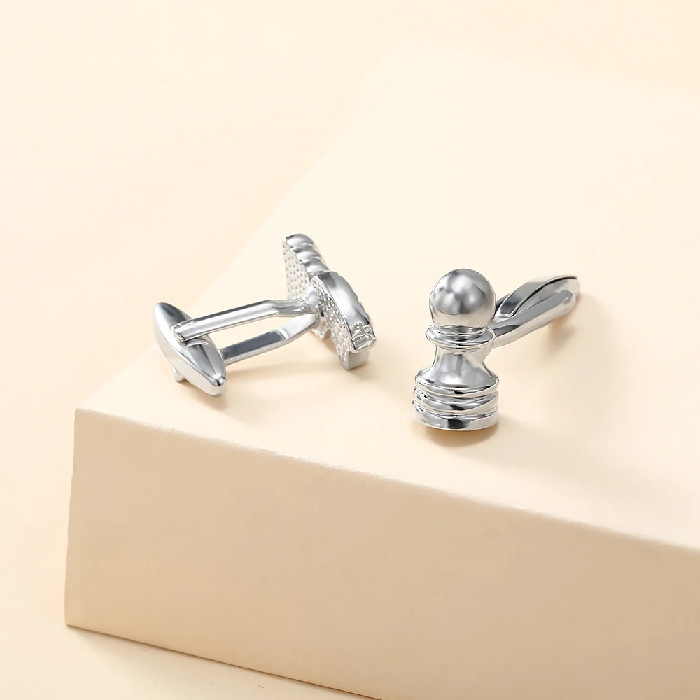 بيان قطع الشطرنج على شكل أزرار أكمام رجالي مضحك فارس وبيدق تصميم كم زر #5