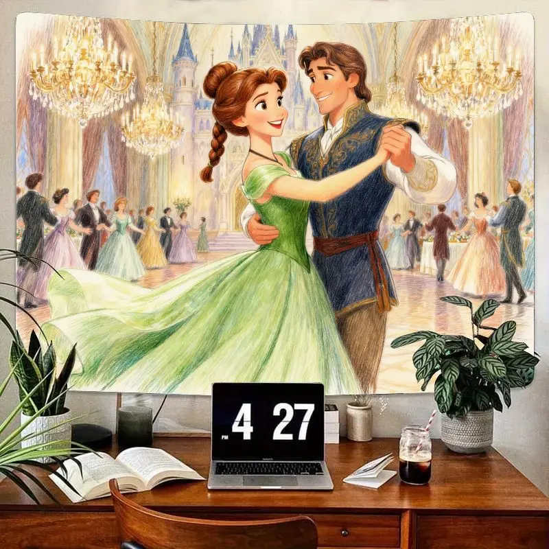 

1 шт., очаровательный сказочный гобелен для бальных танцев, романтический настенный рисунок принцессы, эстетический декор из полиэстера для спальни Livi