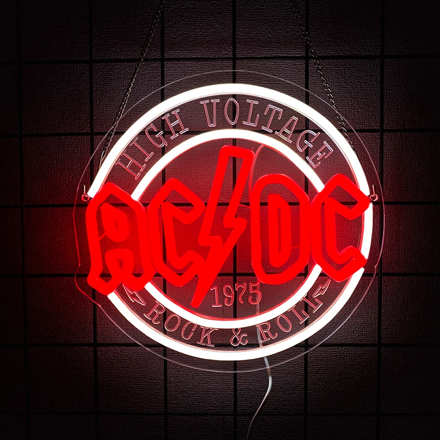 Rockband Neonbord voor wanddecoratie, muziek LED verlichte lichtreclame voor slaapkamer, live muziek, rock'n'roll, feest, podium, club, bar, mancave, studio