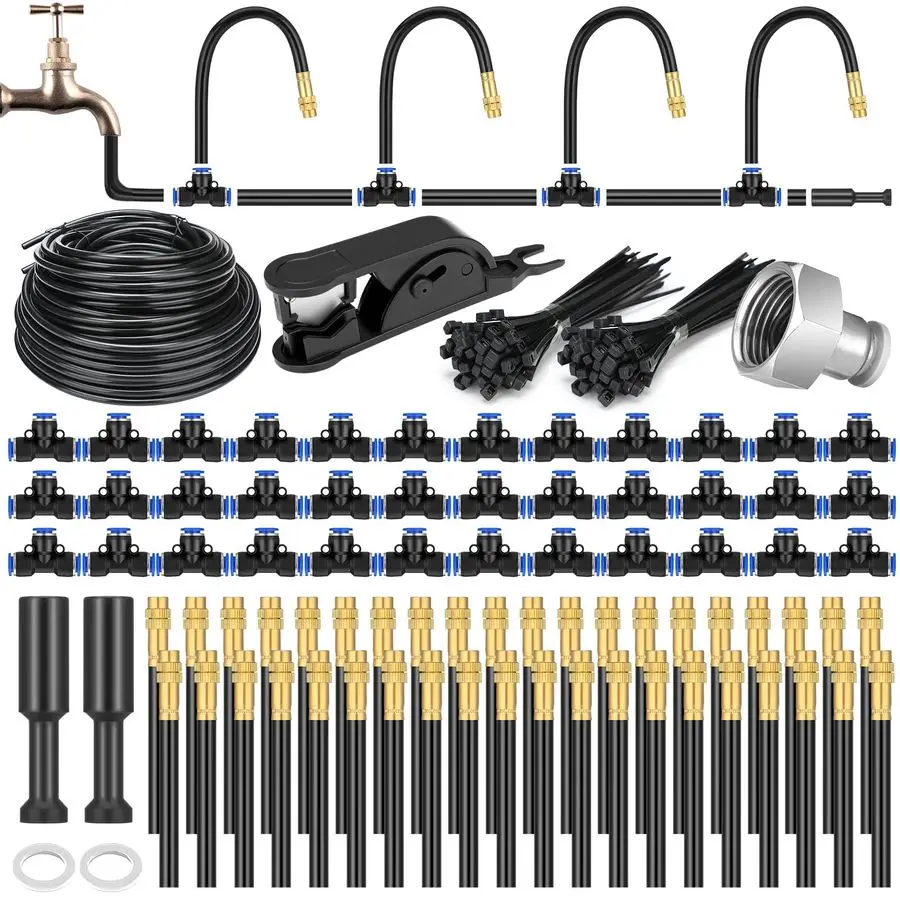 

Комплект для капельного орошения ft Drip Irrigation Kit: автоматическая система полива сада с регулировкой на 360°, шлангом 5/16 дюйма, распылительными насадками и краном