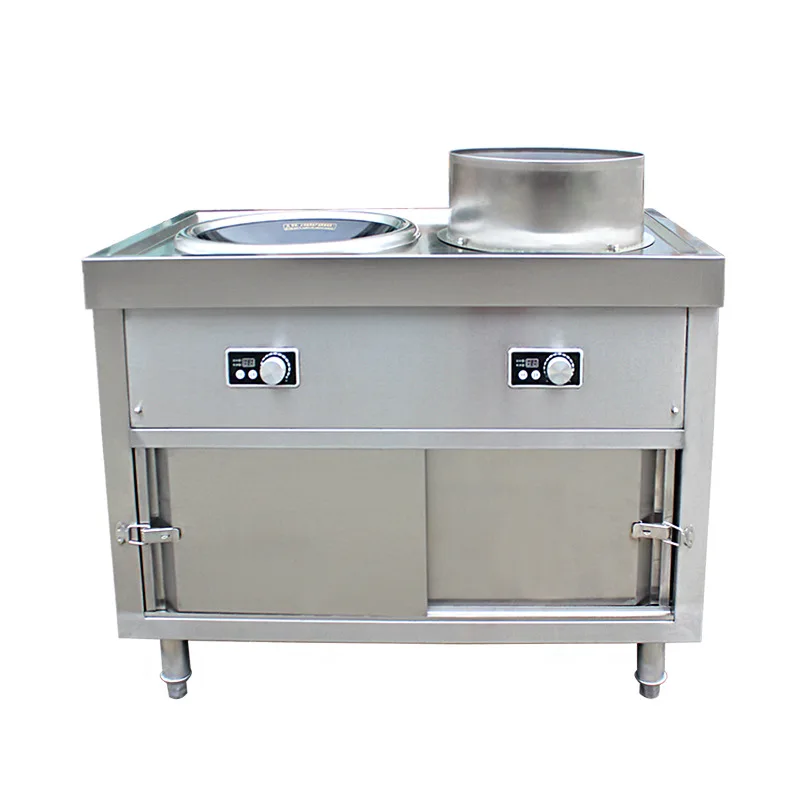 Commercial induction cooker for ships, flat and concave combination soup frying stove with locker, hotel catering