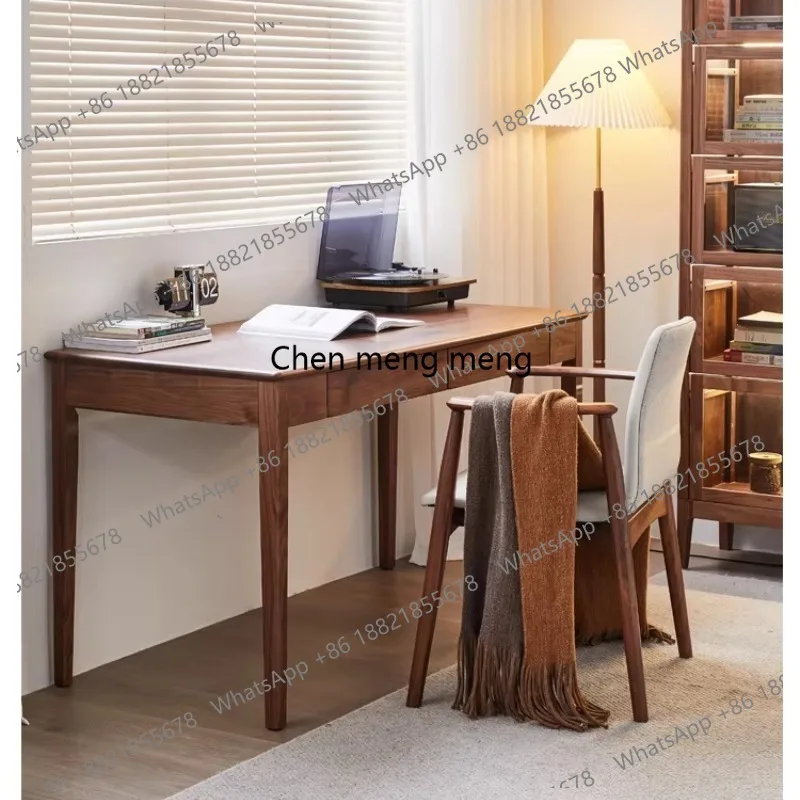 

Black walnut desk Solid wood desk Household Nordic Japanese writing table Study furniture