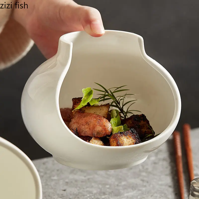 Keramik Dessert teller Restaurant kreative Vase geformt Teller Snack Teller Salat teller Haushalt einfarbig Geschirr