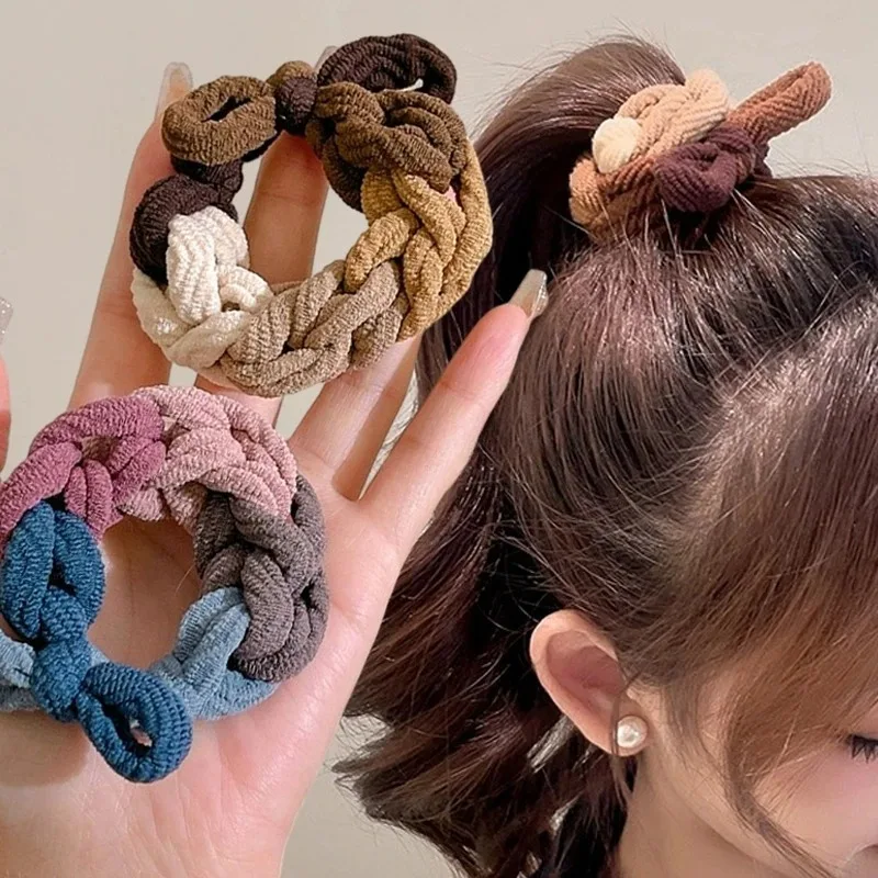 Korean Elastic Hair Ties New Girls Cute Colorful Basic Elastic Hair Bands Thickness Scrunchie Ring Rubber Band Hair Accessories