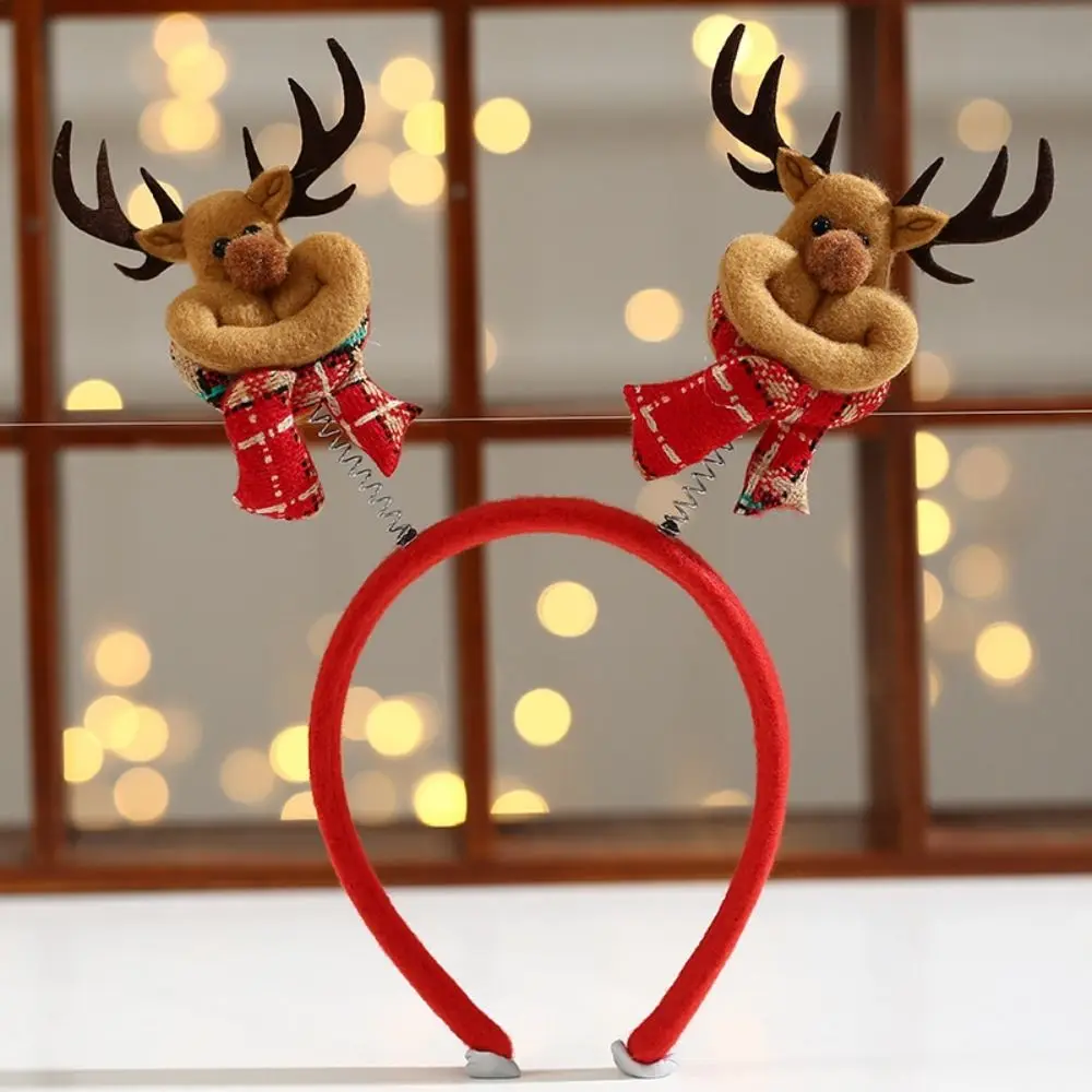 Reusable Red Snowman LED Light Headband Snowman Headwear Santa Hairband Elk Multiple Choice Elk LED Light Headband Children