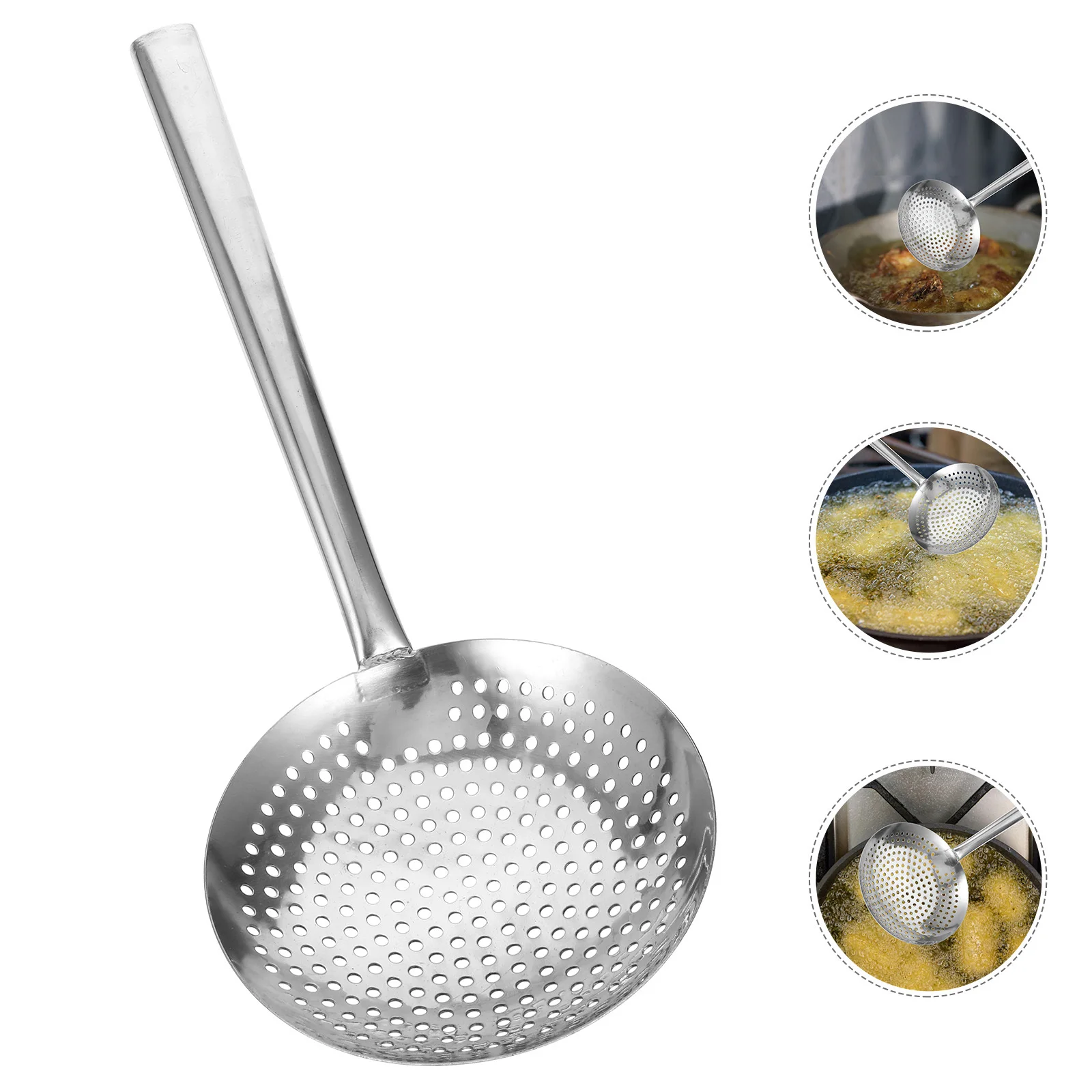 

Large Magnetic Stainless Steel Slotted Spoon Strainer Kitchen Colander Food Drain Metal Filter Fried Food Scoop