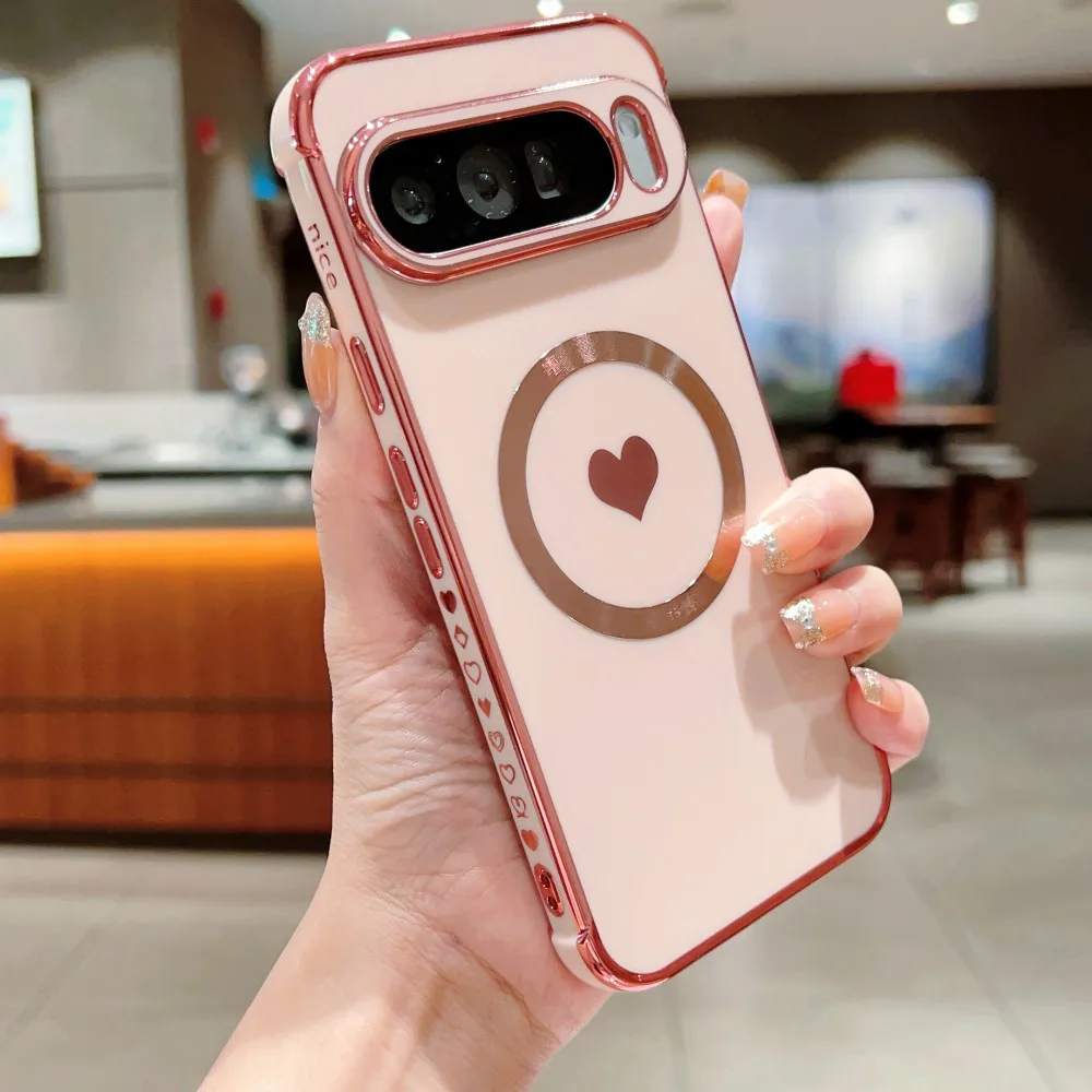 حافظة لهاتف جوجل بيكسل 10 9 برو XL 8 برو 8A 9A 7A 10Pro 9Pro XL غطاء على شكل قلب ممتص للصدمات