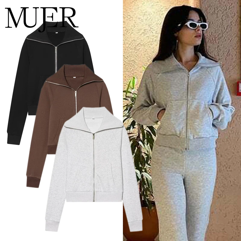 

MUJER 2026, укороченная куртка, женские университетские куртки на молнии для женщин, зимнее пальто с длинными рукавами, женские уличные комплекты женских курток