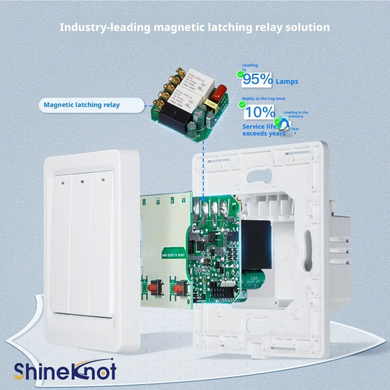 SHINEKNOT Tuya Zigbee European Standard Smart Switch App Remote Timer Button Switch Smart Home Single Zero Fire Universal