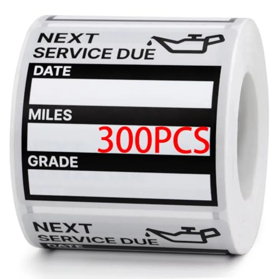 

for Oil Change Stickers Vinyl 300 Pcs 2"x 2" Service Stickers, Next Service Due Reminder Sticker Labels, Easy to Write on, Easy