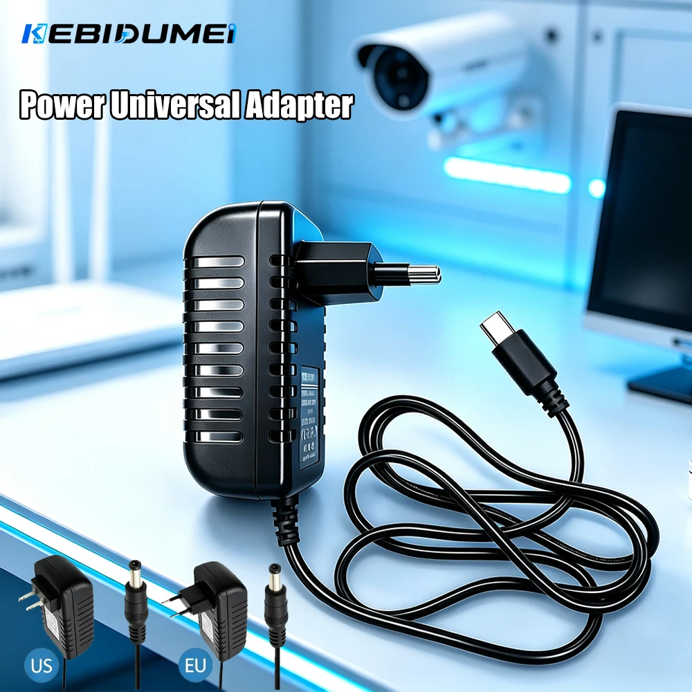 KEBIDUMEI Universal 110-240V AC to 12V 2A DC Power Adapter EU Wall Plug 5.5x2.5mm Power Charger for Camera LED Router EU US Plug