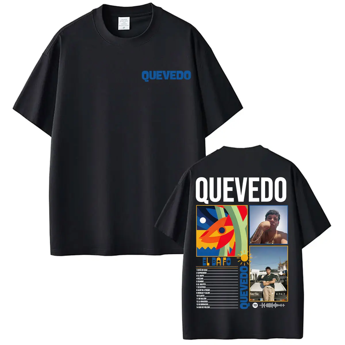 Camisetas Gráficas Rapper Quevedo 2026 EL BAIFO para Homens e Mulheres, Camiseta Vintage Gótica Harajuku Casual 100% Algodão Oversized