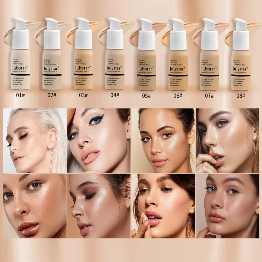 30ml Matte Liquid Foundation | Oil-Control Waterproof Long-Wearing | Full-Coverage Face Makeup Essential