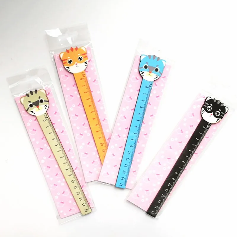 1Pcs Cartoon cat ruler Kawaii Stationery Patchwork Ruler Drafting Rules School Supplies 15CM