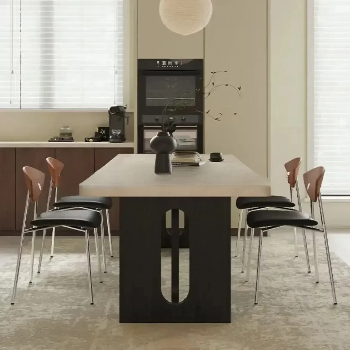 Dining Table Home Modern Dining Table Small Apartment Retro Rectangular Dining Table And Chair SetD21