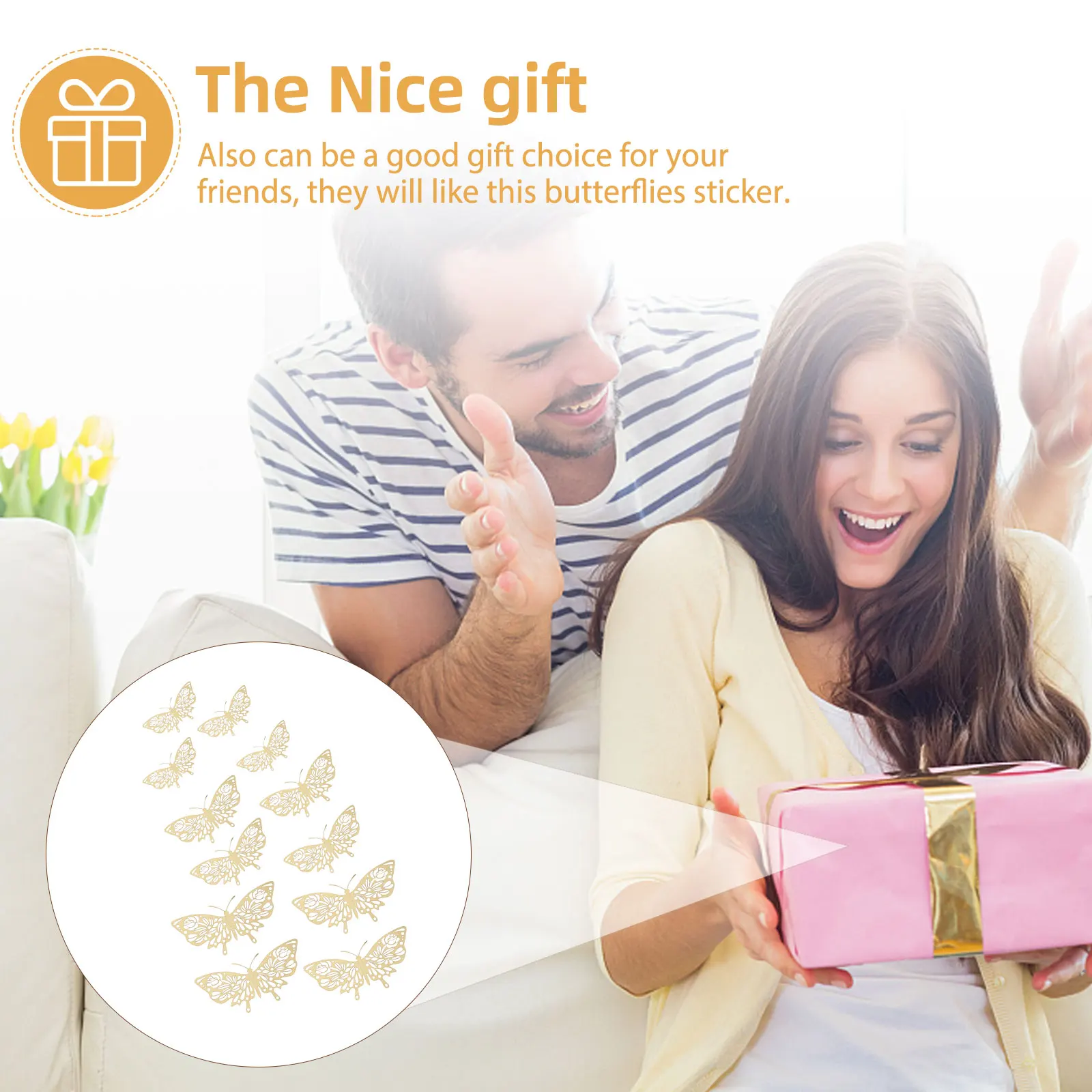 

12Pcs Butterflies Wall Decoration Hollow Rose Pattern Paper Material Creative Home Room Office Decorative Photography