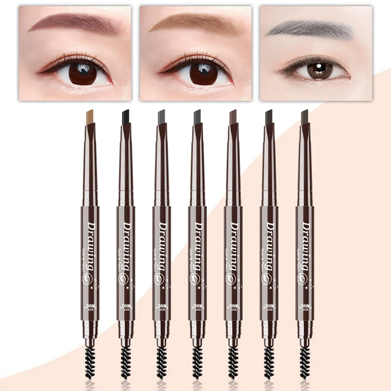 DNM 7 Color Natural Makeup Double Head Super Fine Eyebrow Pencil Waterproof Long Lasting Easy Ware Eye Brow Make Up Pen