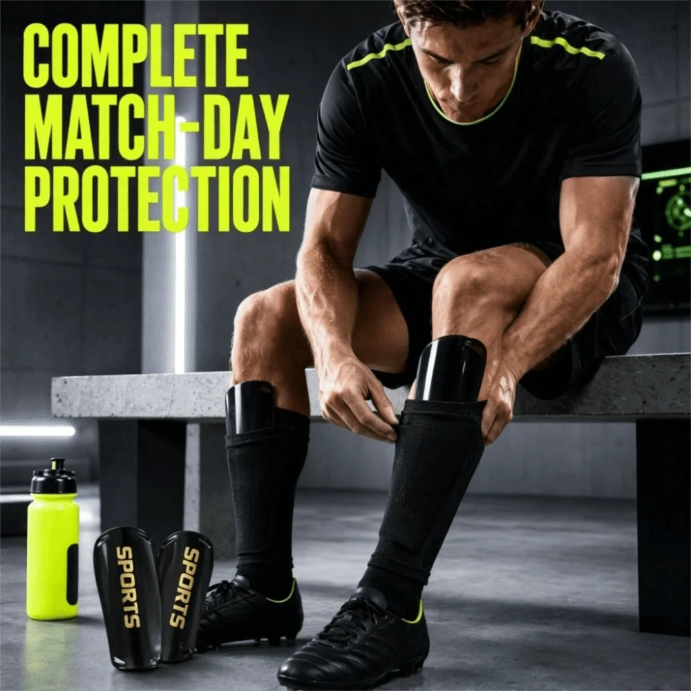 2PCS PU Leather Soccer Shin Guards Foldable Magnetic Shin Guard Sleeves Zipper Closure Numbered Markers Protective Cover