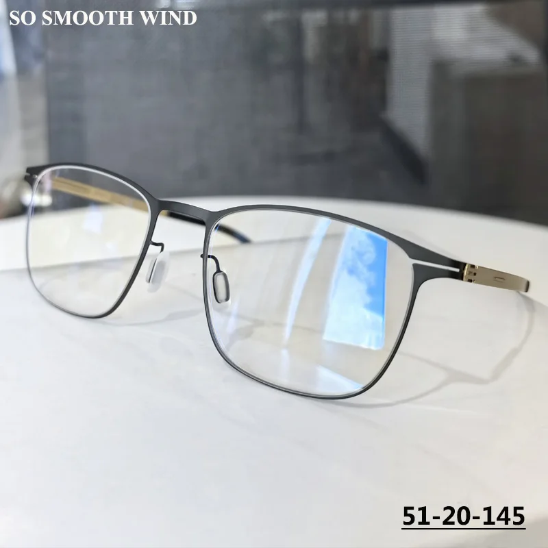 

Germany Design Men Square Screwless Glasses Frame Vintage Utralight 7.5g Business Brand Eyeglasses Rectangle Spectacles Eyewear
