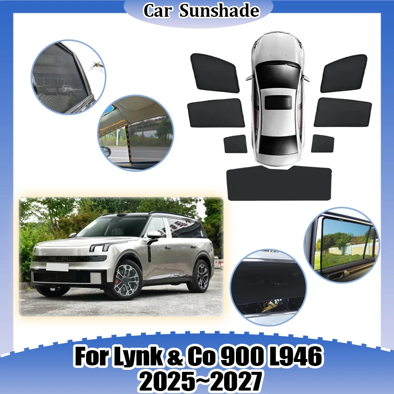 

Для Lynk & Co 900 L946 2025 2026 2027: Сетчатая солнцезащитная шторка на окно автомобиля, теплоизоляция, защита от УФ-лучей, шторка для конфиденциальности, аксессуары