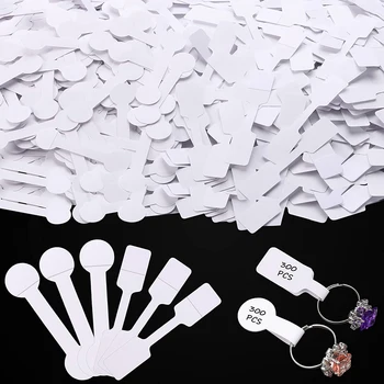 Etiquetas de preço de papel em branco, 100 peças, adesivos para artesanato, colar, anel, pulseira, etiquetas de preço, exibição de etiquetas de joias, descobertas