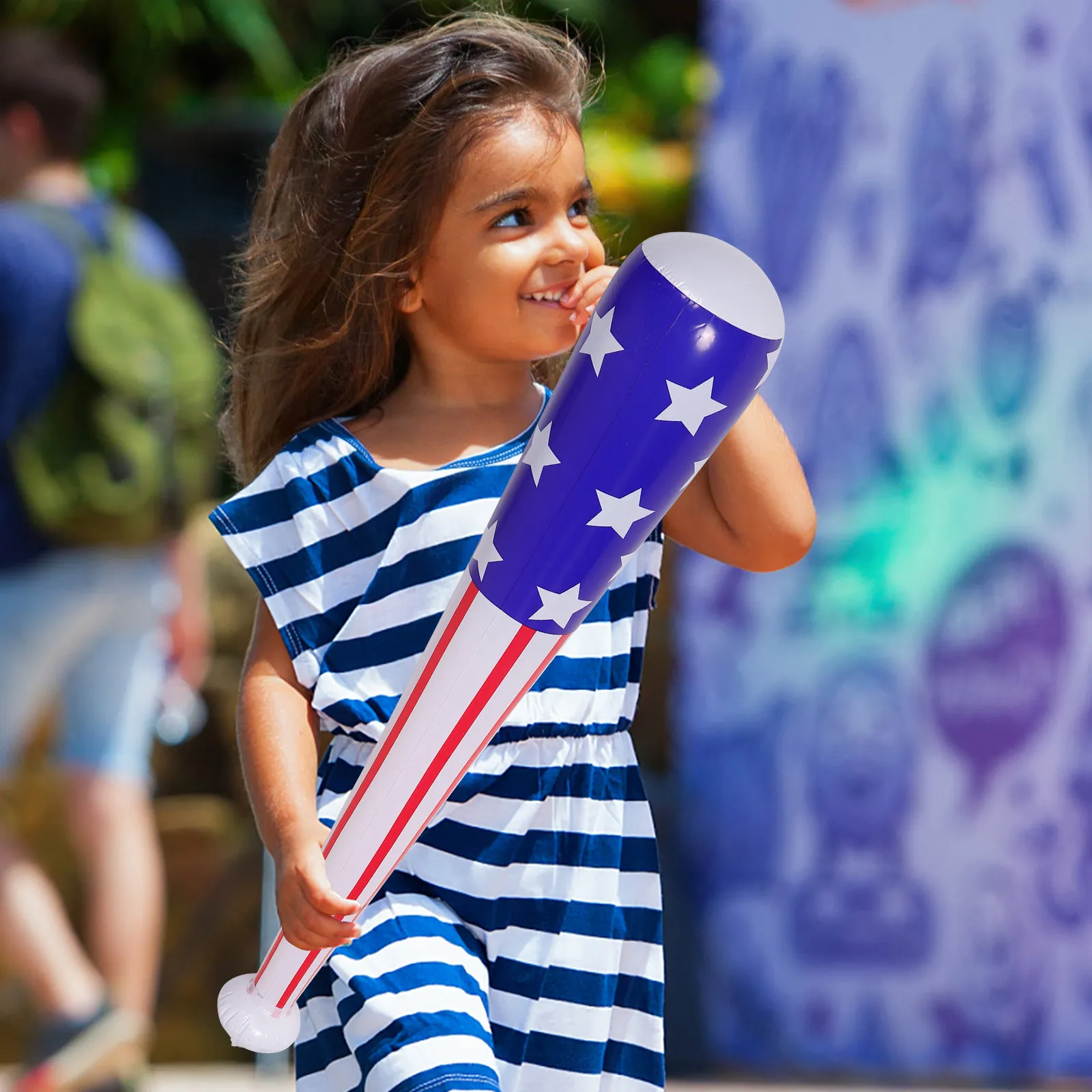 

2Pcs Inflatable Sports Bat Patriotic Theme Portable Easy Storage Outdoor Games Events Birthday Celebrations Decorations