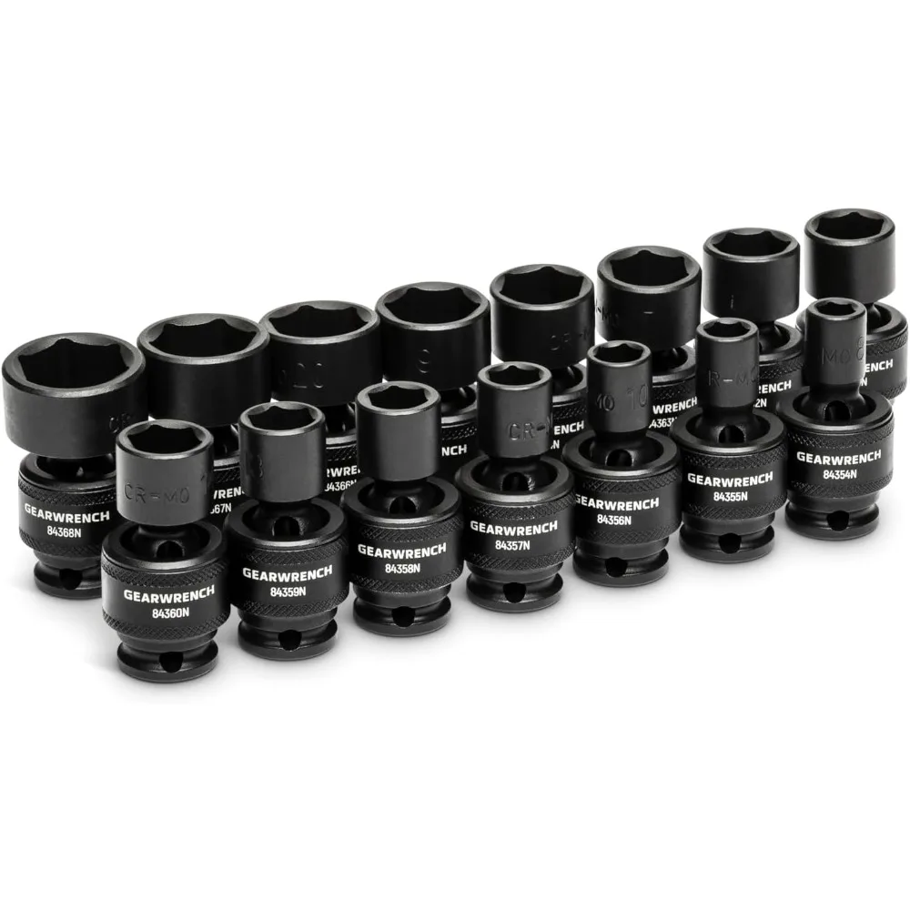 مجموعة مقابس تأثير عالمية متري مكونة من 15 قطعة 3/8 محرك 6 نقاط