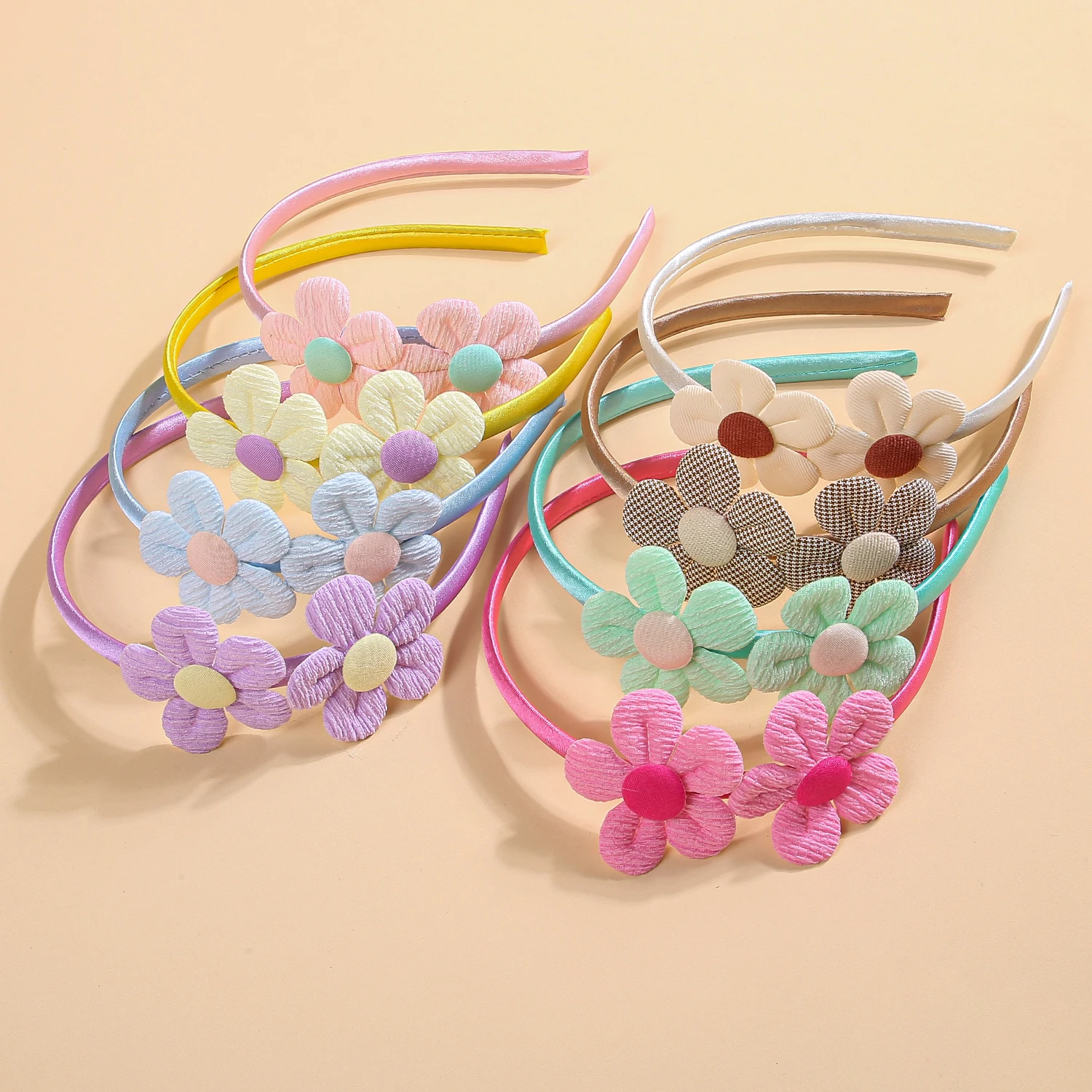 4/8pcs Flower Headbands for Girls Kids Girls Plastic Satin Hairbands Cute Flower Headband Children Hair Aceessories