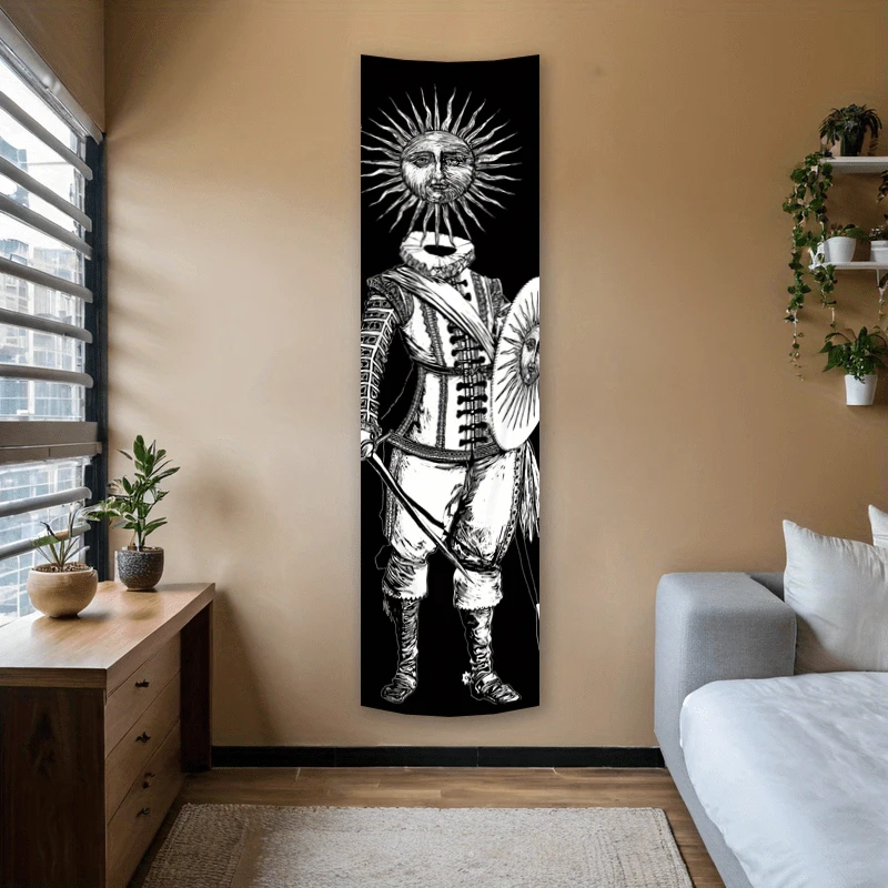VIKAMA Wandteppich im Dark Academy-Stil mit Sonnenrittern, mittelalterliche Wandbanner, Heimdekoration für Wohnzimmer und Schlafzimmer