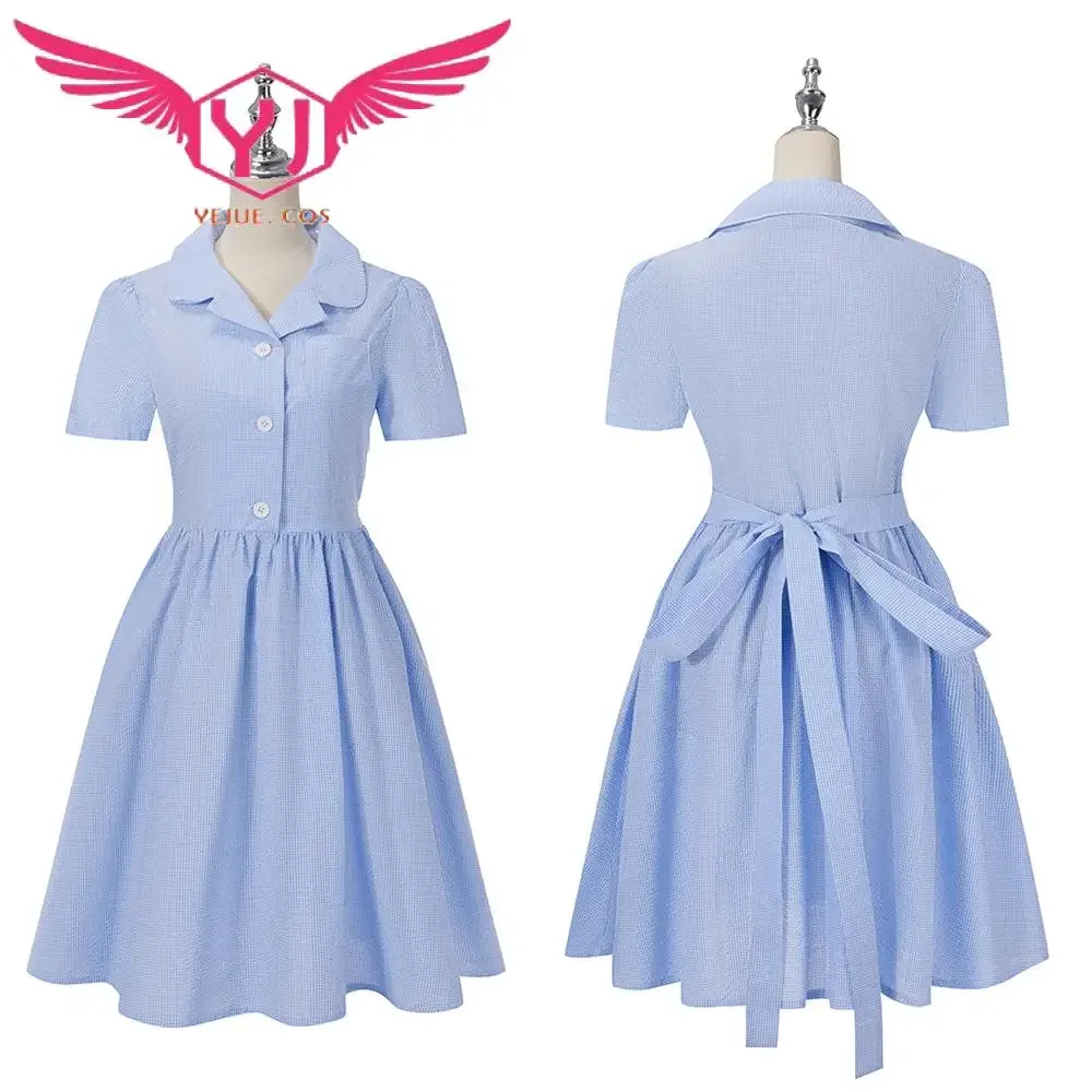 

Movie Matilda the Musical Dress Cosplay Costume Roald Dahl Women Kids Blue Dress Halloween Costume Floral Dress