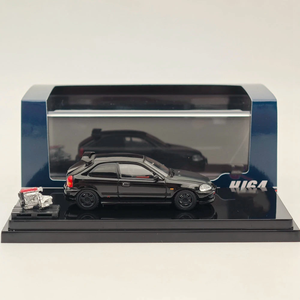 Hobby Japón 1:64 para Civic Type-R (EK9) Negro personalizado con motor HJ 643016 BBK Diecast Modelos Colección de automóviles Auto Toys Regalos