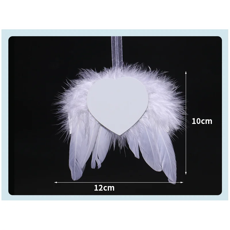 Angel Wings Love Pendant Sublimation Blank Ornaments Feather Design Decoration For New Year Christmas Tree etc.