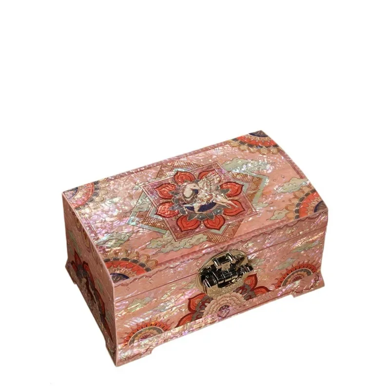 Nuodian Mother-of-Pearl Inlay Jewelry Storage Box, Premium Handcrafted Desktop Case, Wedding Birthday Year of the Horse Gift