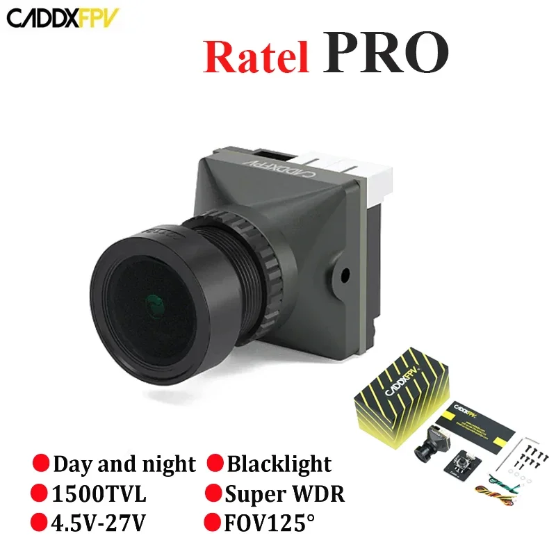 Caddx Ratel PRO FPV Camera 1500TVL 16:9/4:3 NTSC/PAL FOV125° Blacklight Night Camera for FPV Racing Drone