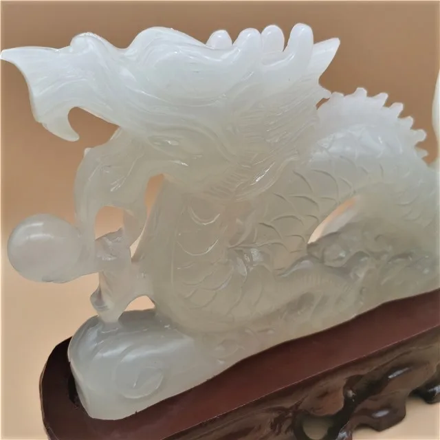 Ornament Natural  Jade Carving  Dragon Statue Bless Lucky And Power