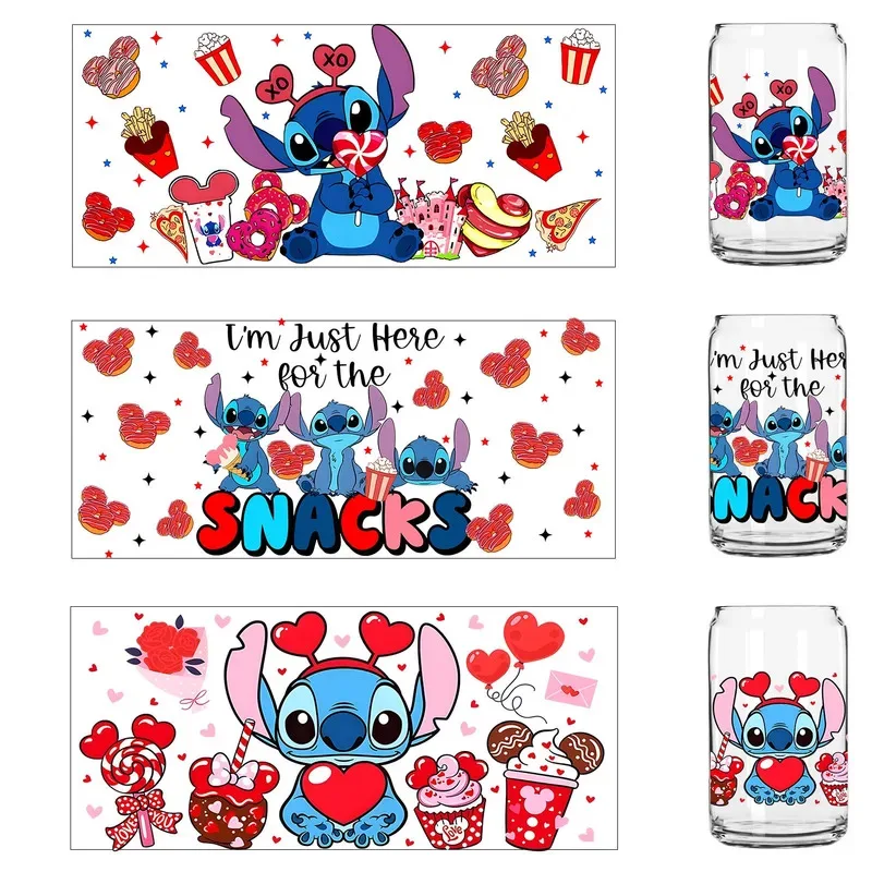 

30 Style Happy Lover Cute Stitch Cartoon UV Sticker DIY Decals 3D transfers uvdtf tumbler seal stickers 16oz uv dtf cup wraps