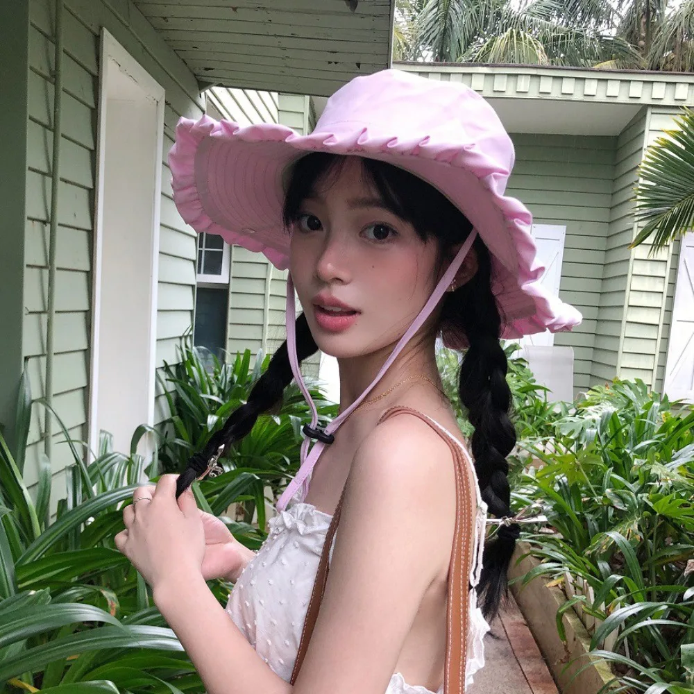 

Breathable Quick-dry Hiking Fisherman Hat UV Protection Big Brim Drawstring Sun Hat Sunshade Sunscreen Bucket Cap Travel