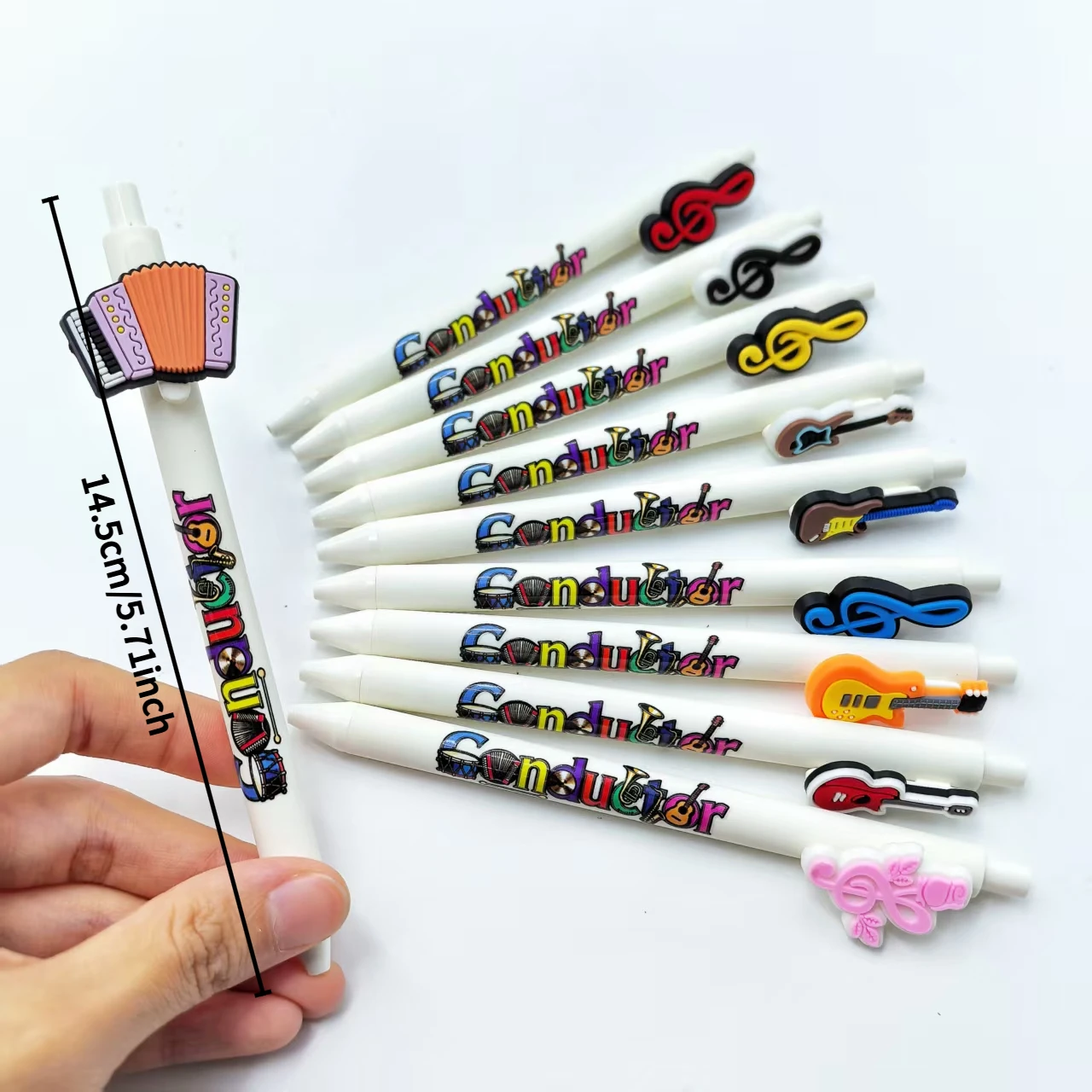7 قطع/14 قطعة أقلام حبر جاف إبداعية على شكل ملاحظة، أقلام حبر جاف لضغط الموسيقى، أدوات مكتبية للعودة إلى المدرسة #5