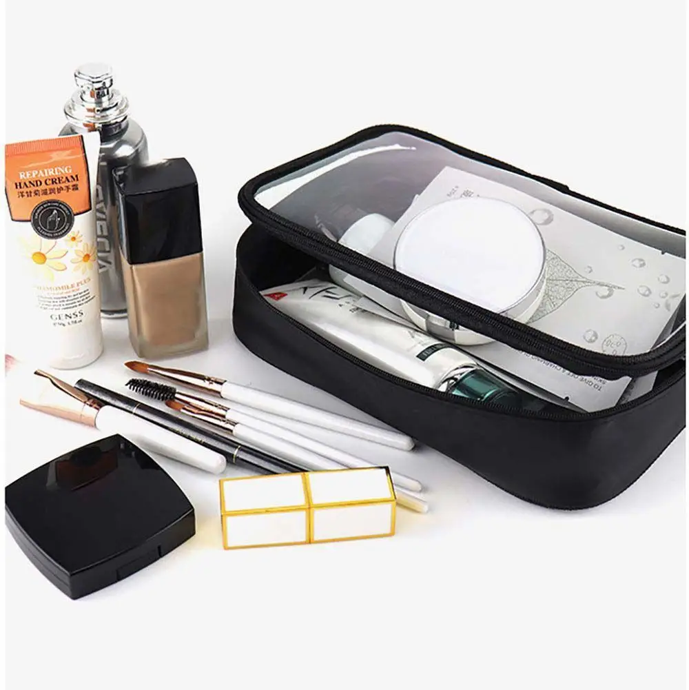 Bolsa informal de nailon con cremallera para mujer, neceser de malla para viaje, almacenamiento de cosméticos, estuche de maquillaje