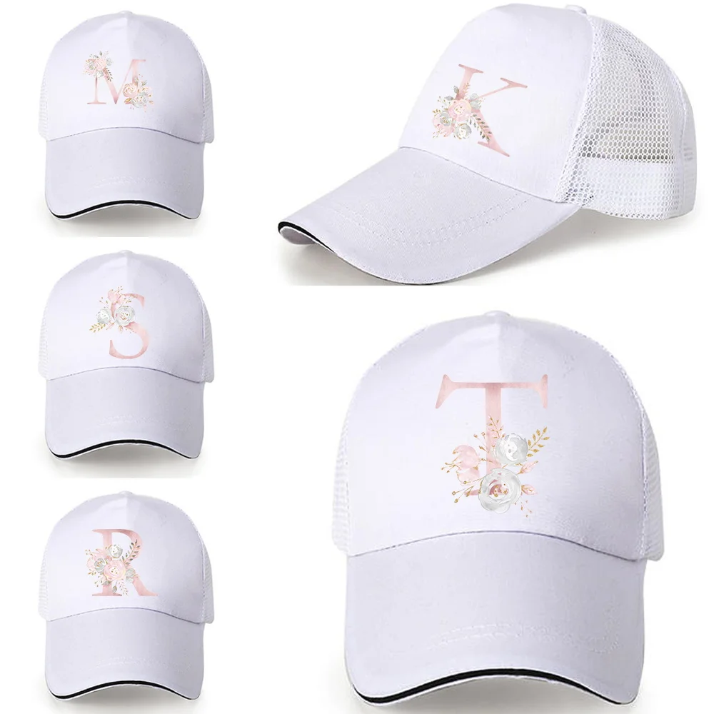 

Pink Flower Summer Mesh Breathable Sports Caps Women Men Sun Hats Outdoor Baseball Caps Peaked Comfortable Neutral Simplicity