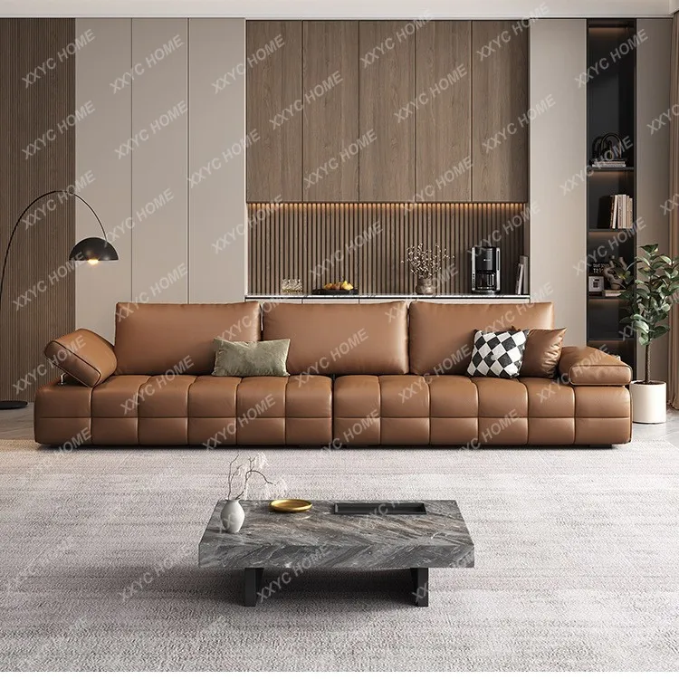 HH  straight row Lawrence leather sofa living room light luxury module combination
